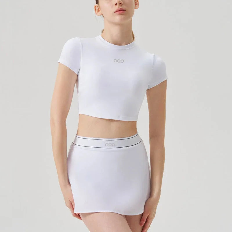 2026 Women's Casual Fashion Sports Short Sleeve and Running Comfortable Fitness Yoga Tennis Skirt