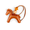 Chic PU Leather Pony Bag Charm, Lucky Clover & Checkered Bead Pendant, Y2K Boho Purse Accessory, Gift for Her