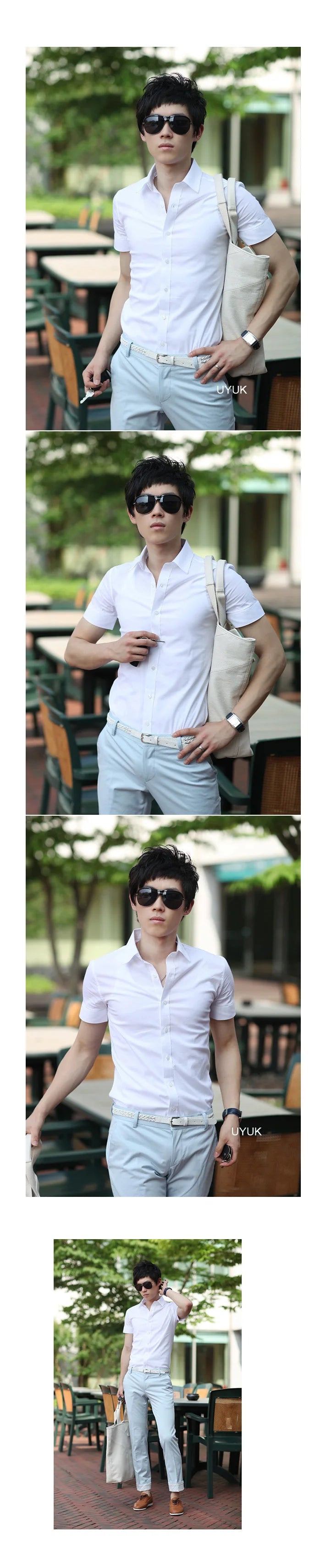 16 Colors Summer Polyester Men Solid Casual Business Shirts Men's Korean Version Slim Fit Short Sleeve Shirt 2023 New