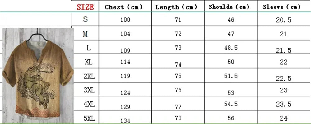 2024 New Men's Shirt Japanese Vintage Art Print Linen Short Sleeved Shirt Hawaiian Style Button Henry Neck Shirt