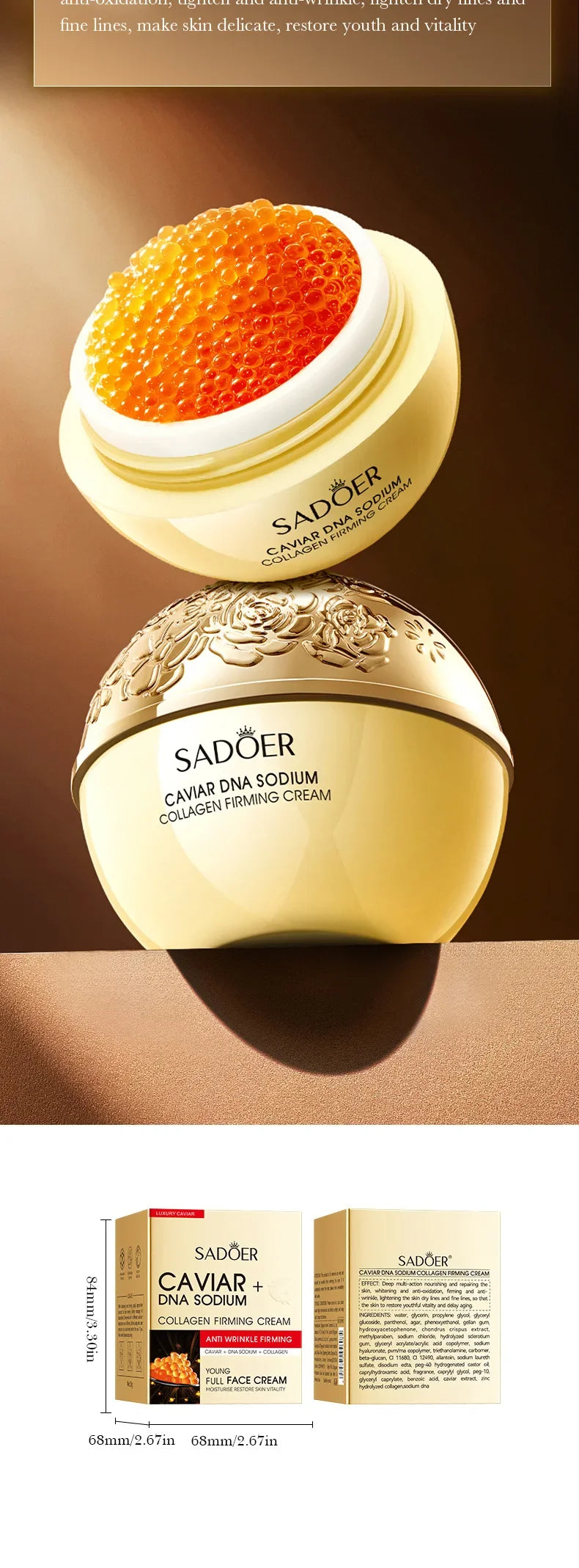Anti-Wrinkle Face Cream Collagen Pearl Firming Lift Fade Fine Lines Caviar Moisturizing Smooth Brighten Korean Skin Care Product