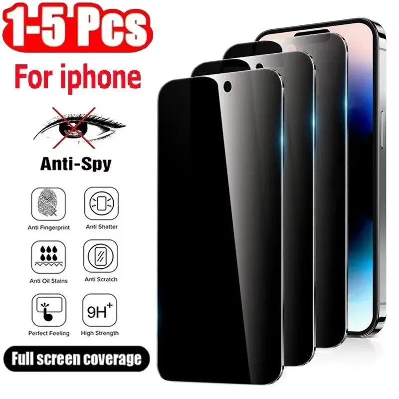 1-5pcs Full Cover Anti Spy Screen Protector for iPhone17 16 11 12 13 14 15 Pro MAX Tempered Glass Privacy 17 Air 16 Pro Max Plus