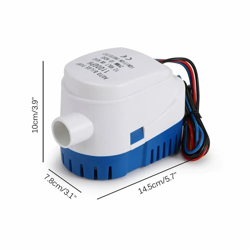 12V Bilge Pump 1100GPH Automatic Boat Marine Water Pump Submersible Yacht Boat Motor Seaplane Houseboat Pump