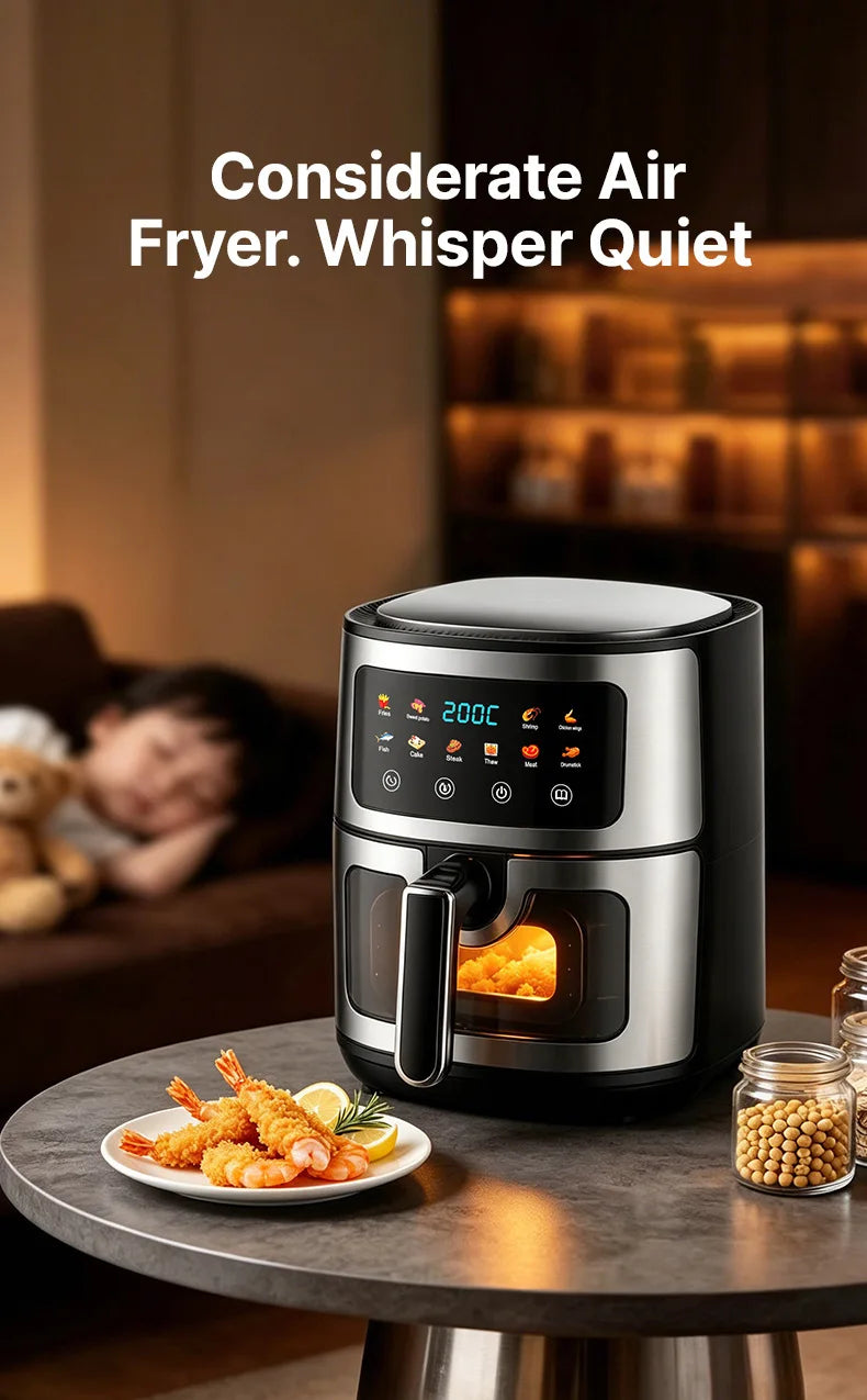 Oven Oilless Cooker with Touch Control Nonstick Basket Visible Window 8L Air Fryer with Electric Hot Fryer