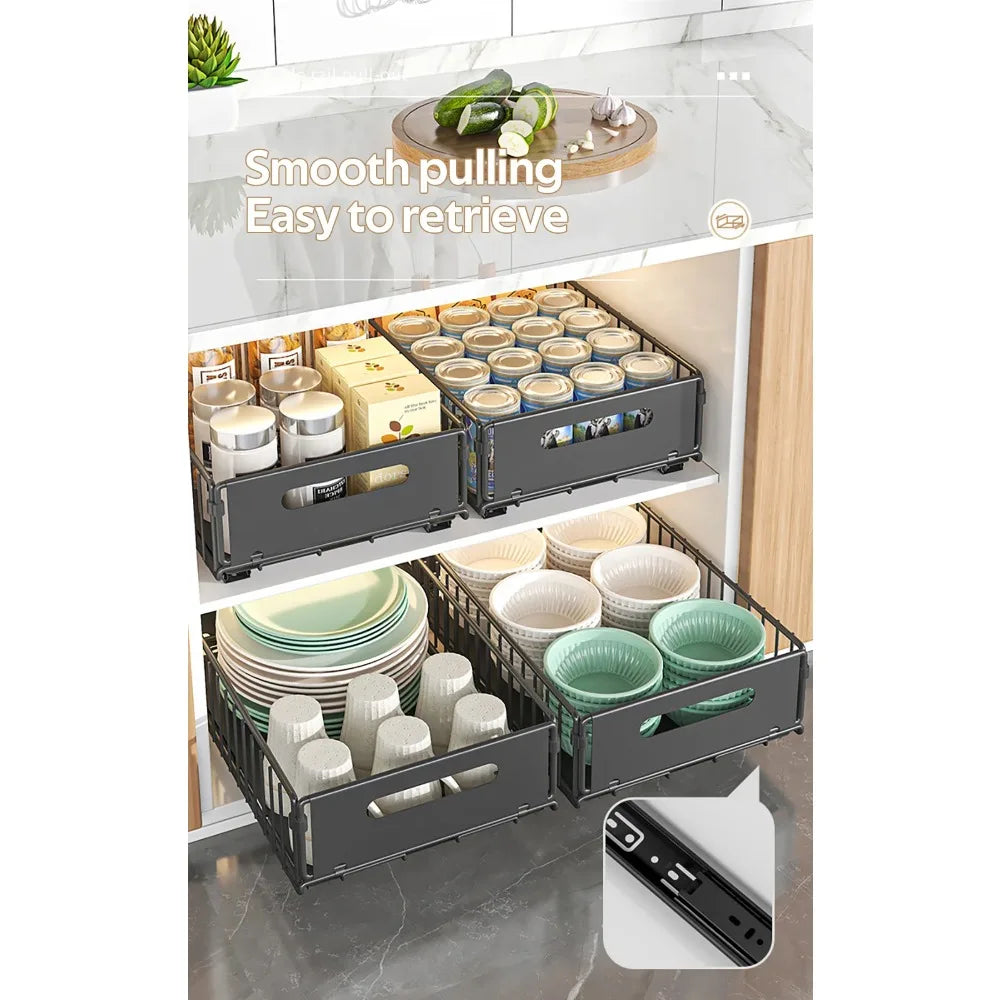 Kitchen Storage Rack Pull Out Cabinet Organizer Slide Drawer Storage Tray Seasoning Bottle Spice Storage Rack Kitchen Organizer