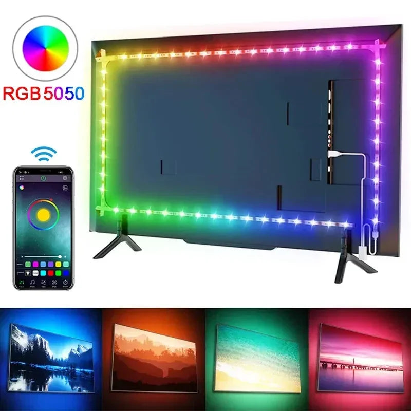 RGB Ambient Light Strip USB 5V LED 5050 Music Sync Flexible Tape Smart Home Lights Remote APP Control for Room TV DIY Decoration