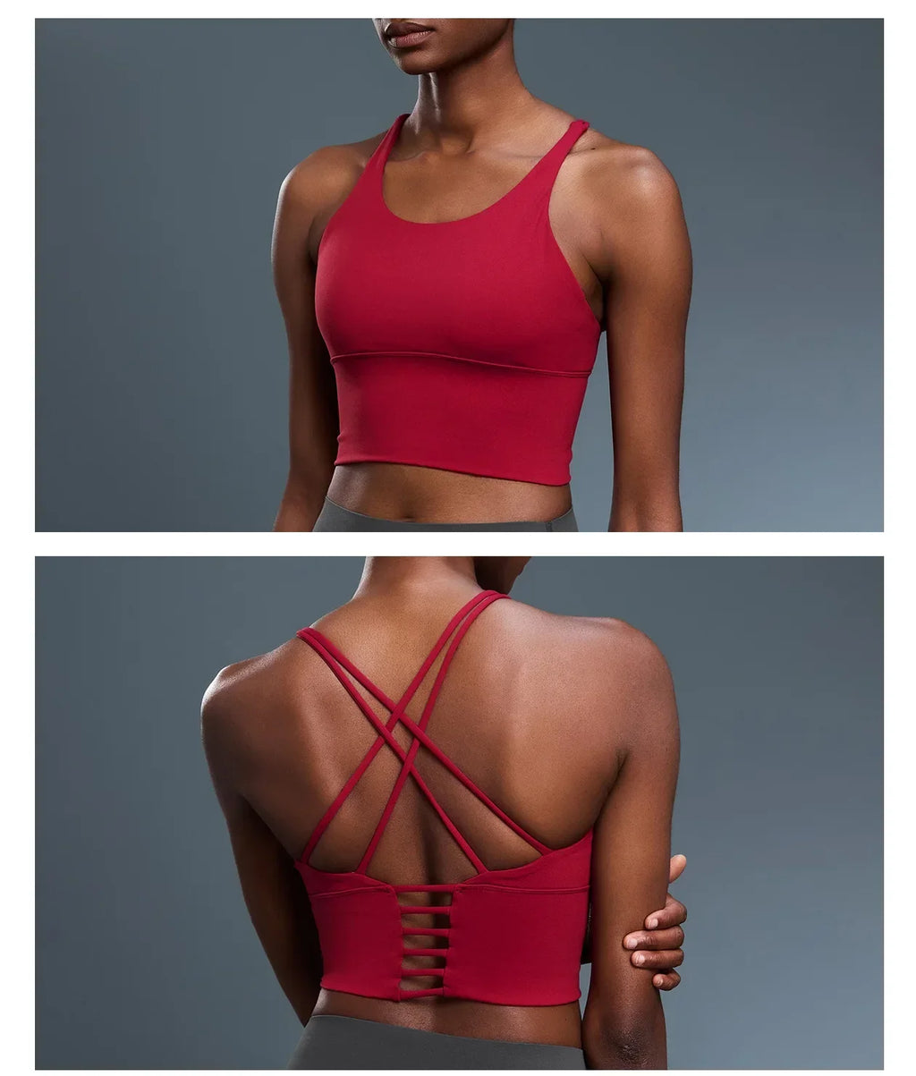 New Style Sports Bra: Shock-Absorbing, Sexy Open-Back, Thin-Strap Tank Top for Women's Yoga