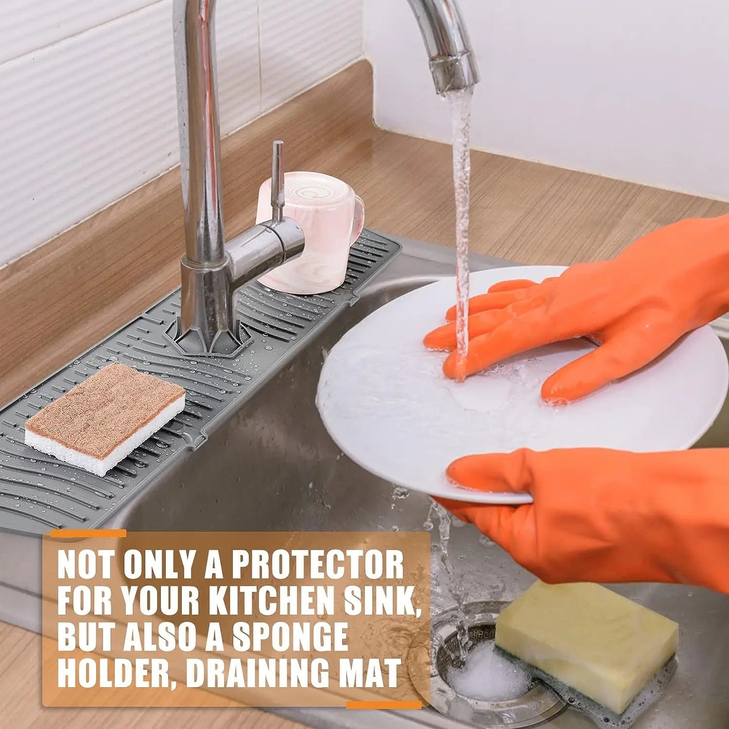 Kitchen Long Silicone Sink Faucet Mat Splash Guard for Absorbent Sink Countertop Protectors Mat Kitchen Gadgets
