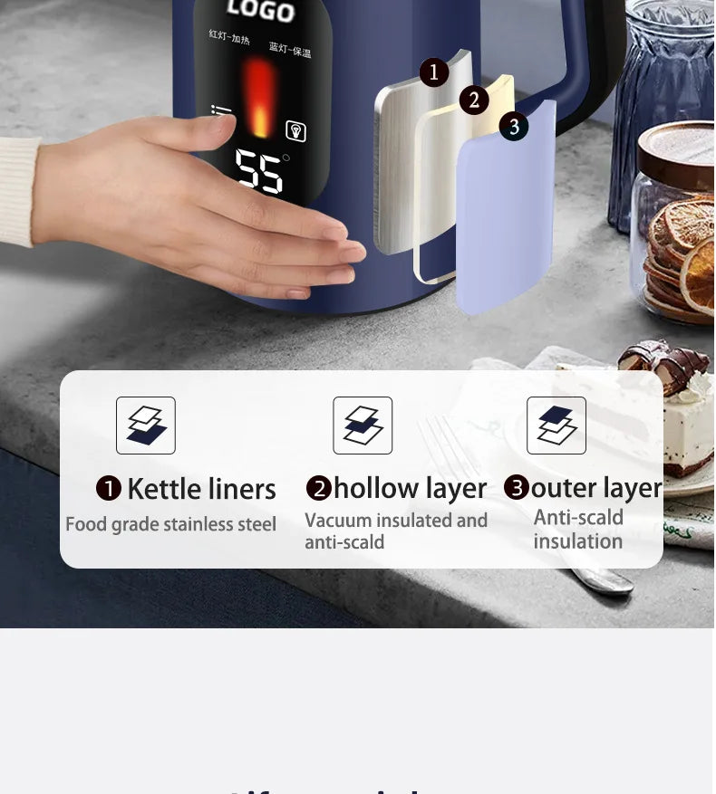 Electric Kettle Insulation Stainless Steel Automatic Power-off 3L Large-capacity Kettle
