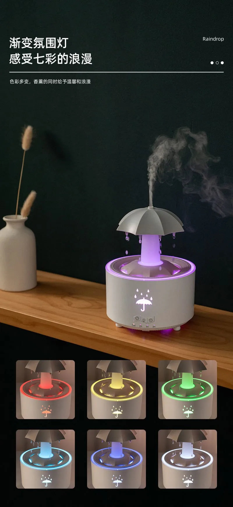 Water Drop Essential Oil Aromatherapy Machine Household Heavy Fog Volume Remote Control Timing Ultrasonic Atomizing Humidifier