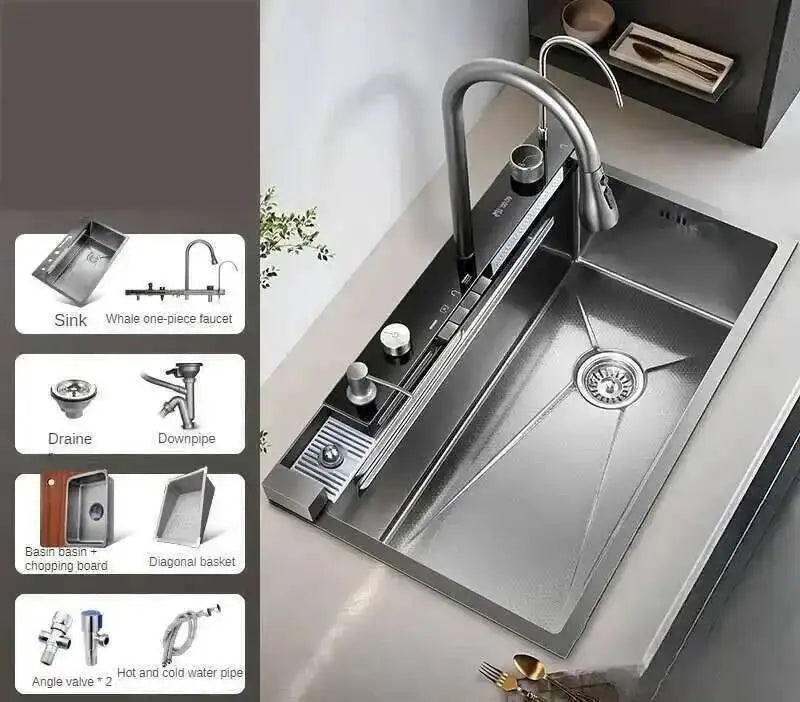 Sinks Creative Smart Kitchen Sinks for Apartments Modern Metal Multi-functional Sinks Kitchen Luxury Household for Rental Houses