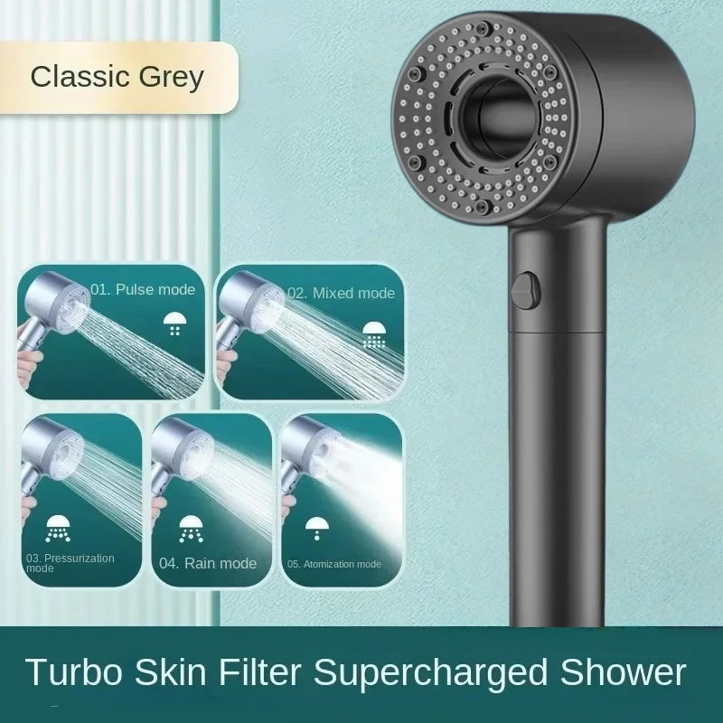 5 Mode Adjustable Shower Head Rainfall Shower Large Flow Showerhead High Pressure Water Saving Shower Mixer Bathroom Accessories