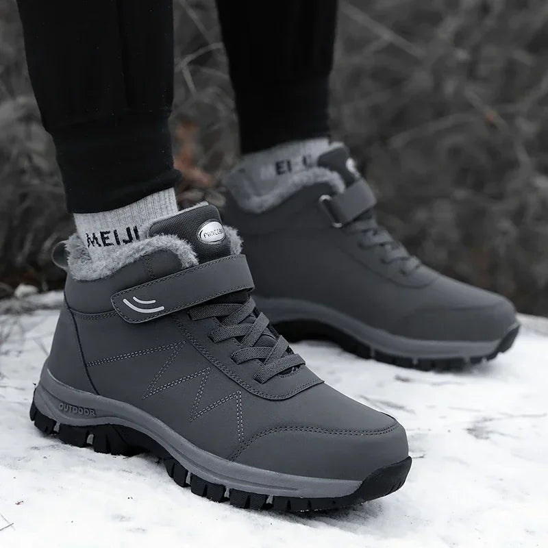 Men's Warm Snow Shoes Outdoor Leather Thick Plush Winter Man Casual Sneakers Original Waterproof Trend Sports