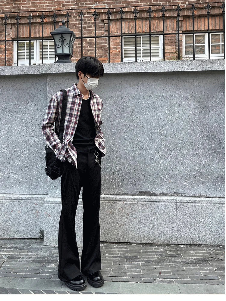 Mauroicardi Spring Autumn Long Black Soft Flare Pants for Mens with High Waist Korean Fashion Smart Casual Chic Trousers 2024