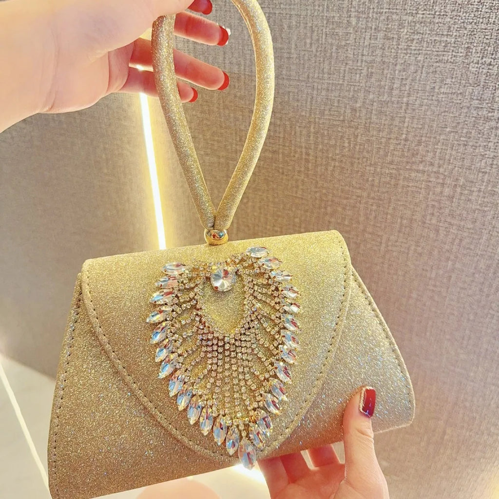 2025 Women Beaded Clutch Purses Vintage Rhinestone Evening Bag Glitter Sik Clutch Purse Ladies Dinner Flormal Crossbody Bag