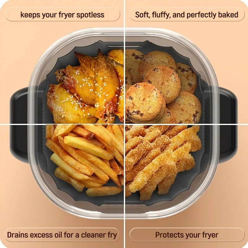 Non-Stick Air Fryer Silicone Liner Tray Reusable Baking Mat for Most Air Fryers Ovens Microwaves Baking Airfryer Accessories