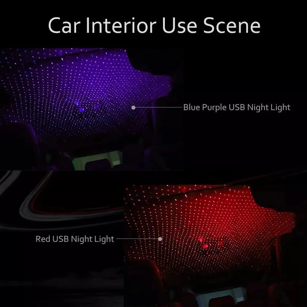 Mini LED Car Roof Star Night Lights Projector Light Interior Ambient Night Starry Sky USB LED Decorative Lights Plug and Play