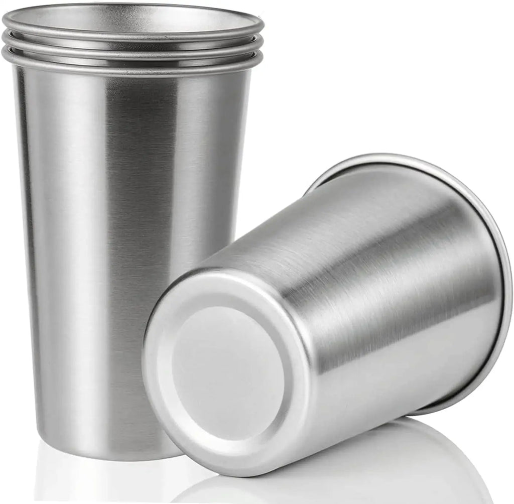 4 Pack 24oz 700ml Stainless Steel Pint Cup,Healthy Unbreakable and Stackable,Metal Drinking Glasses
