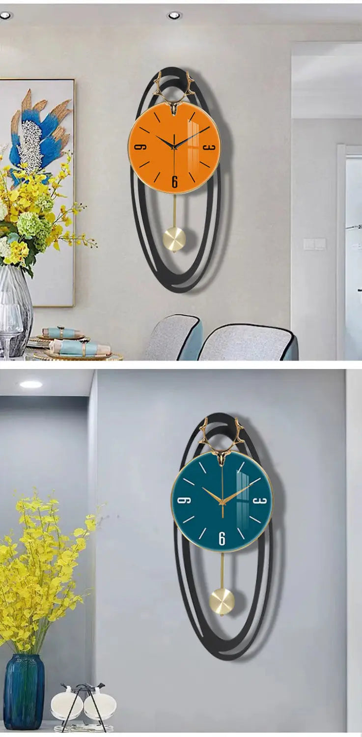 Creative trend  home fashion wall hanging clock Modern simple light luxury living room atmosphere hanging clock wall decoration