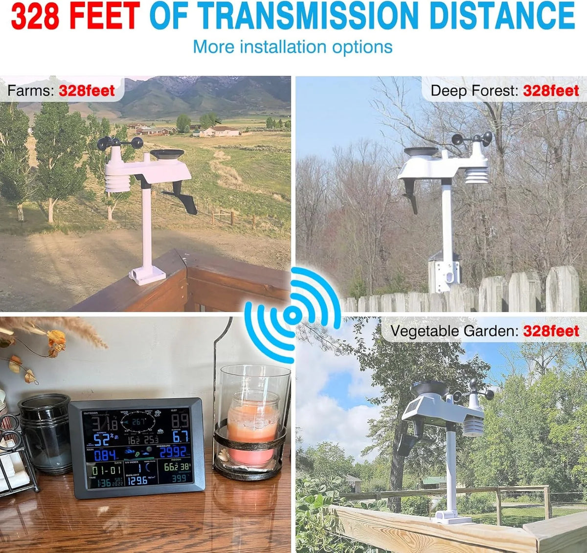 Multifunction Wi-Fi Weather Station Solar Outdoor Sensor Internet Wireless Weather Station Remote Monitoring System Rain Gauge