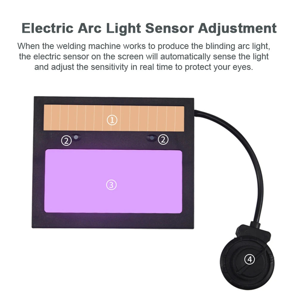 Solar Welding Facemask Auto Darkening Heat Insulation Head-mounted Large View Automatic Dimming Face Shield Arc Welding Helmet