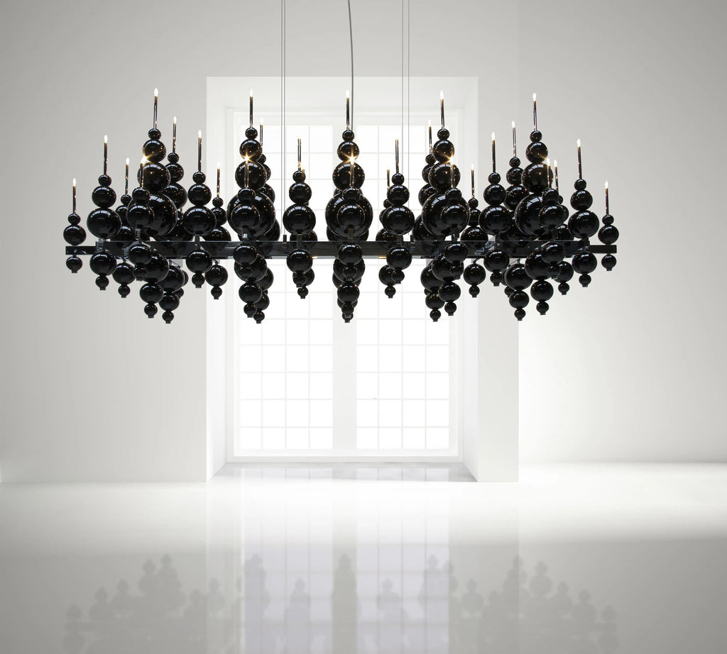 Luxury Living Room Black Chandelier Designer Tears From Moon Chandelier For Ceiling Restaurant Large Dining Table Hanging Lamp