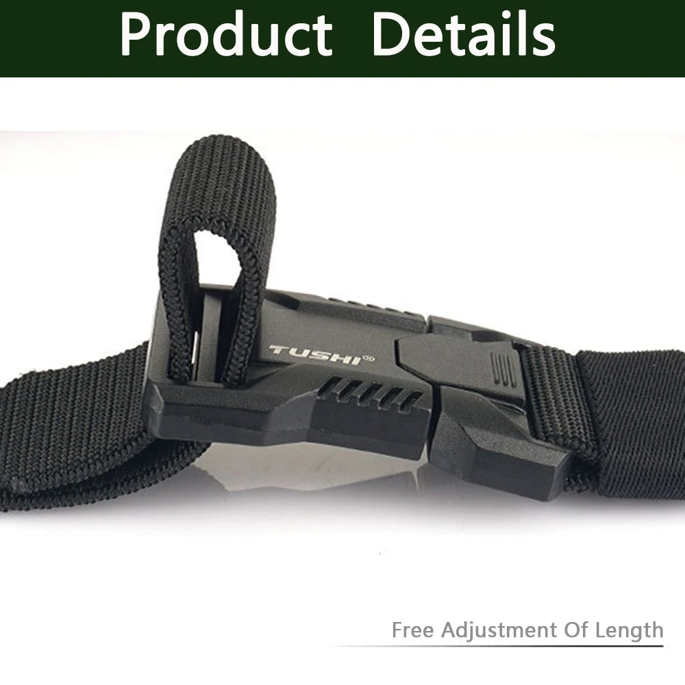 TUSHI Luxury Metal Quick Release Pluggable Buckle Belt For Men Durable Elastic Tactical Belts Cowboy Outdoor Stretch Work Belt