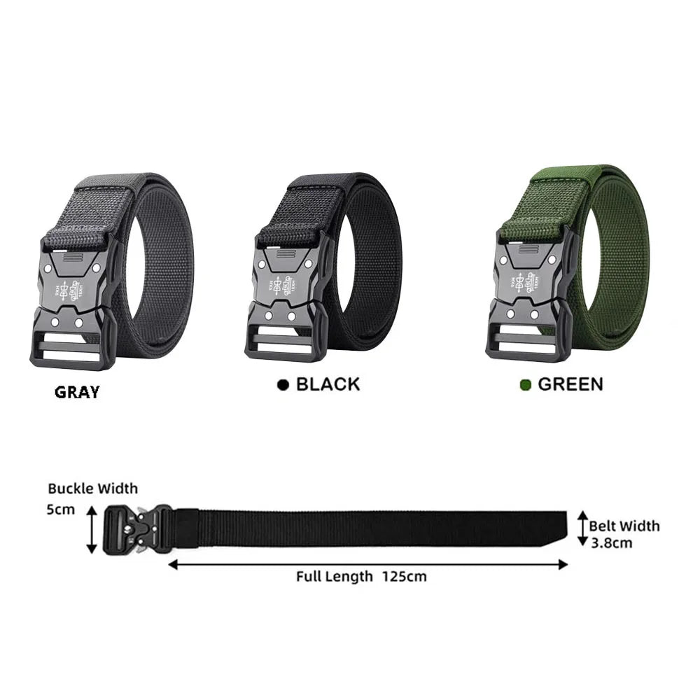 Genuine Tactical Belt Men's Quick Release Nylon Military Belt Automatic Buckle Real Soft Outdoor Sports Pants Jeans Waist Belt