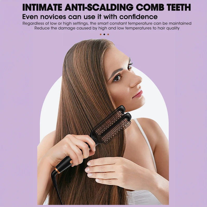 Straightening Brush One-Step Heated Straightener Lcd Digital Hot Comb For Smooth Anti Frizz Hair Electric Brush Straightener