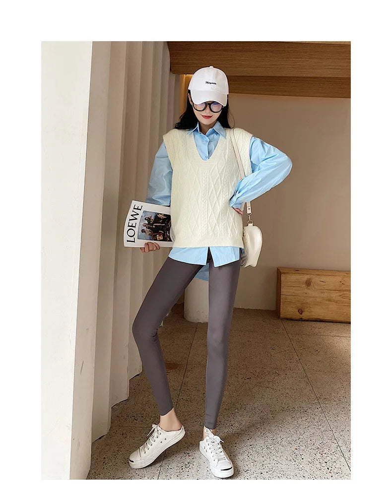 BIVIGAOS Summer New White Khaki Shark Leggings Women Thin High Waist Slim Legs Skinny Leggings Sports Fitness Leggings Spring