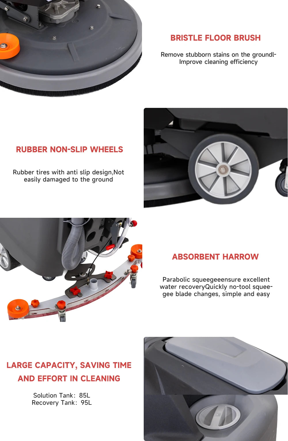 T5B Electric Walk-Behind Scrubber Dryer Battery-Fueled Carpet Cleaning Heavy Duty Vacuum Cleaner Carpet Extractor Machine