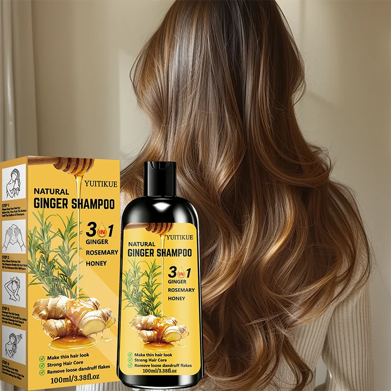YUITIKUE Ginger Anti Dandruff Shampoo 100ml - Nourishing Hair Care with Rosemary and Honey