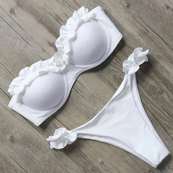 Push Up Bikini Set Women 2026 Swimsuit Sexy Bow Biquini Lace Up Summer Bathing Suit Lady Two Pieces Swimwear Woman Beachwear L