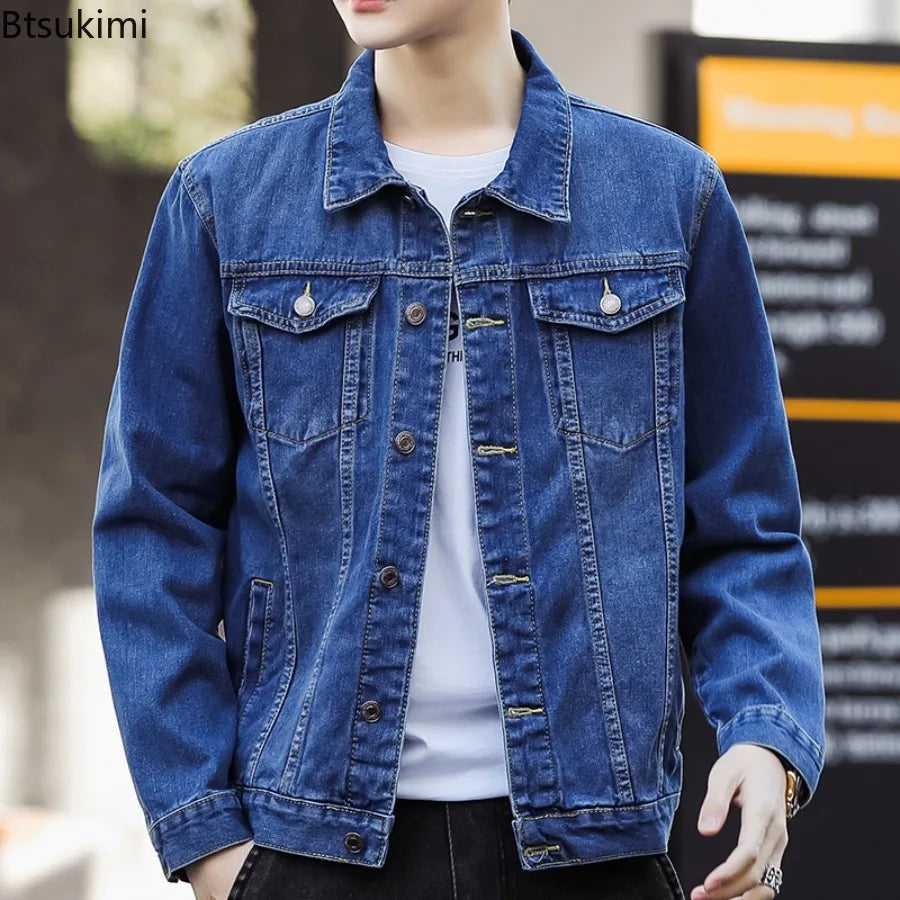 2026 Denim Jackets Men's Fashion Casual Multi Pockets Cargo Jacket Handsome Motorcycle Jean Coats New Men Clothing Oversized 5XL