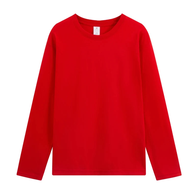 Long sleeve T-shirt Solid Color Top Tees Custom Print Your Design Autumn Plain Cotton Tshirts Plus Size Undershirts For Man