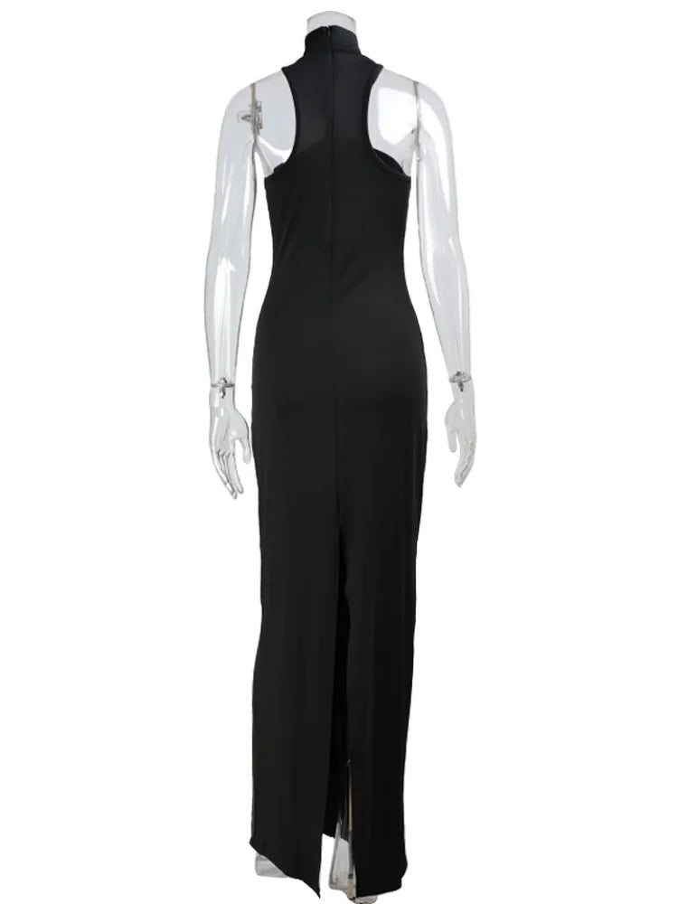 CNYISHE Solid Halter Elegnt Sleeveless Evening Party Women Dresses Hip Wrap Sexy Club Fashion Outfits Female Vesstidos Robes