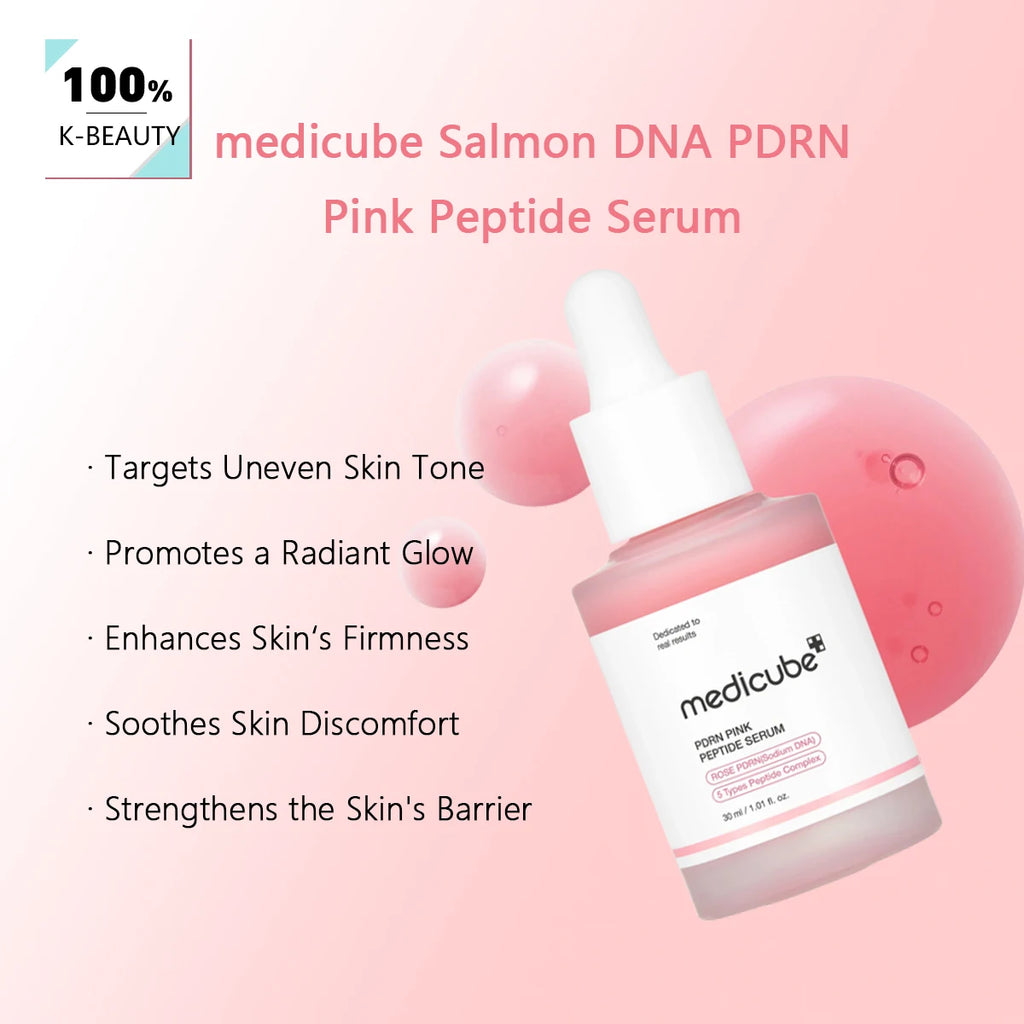 Medicube Salmon DNA PDRN Pink Peptide Serum,Serum Texture,Complex Repair Ingredients,Lifting & Firming,K-Beauty,Korean Makeup