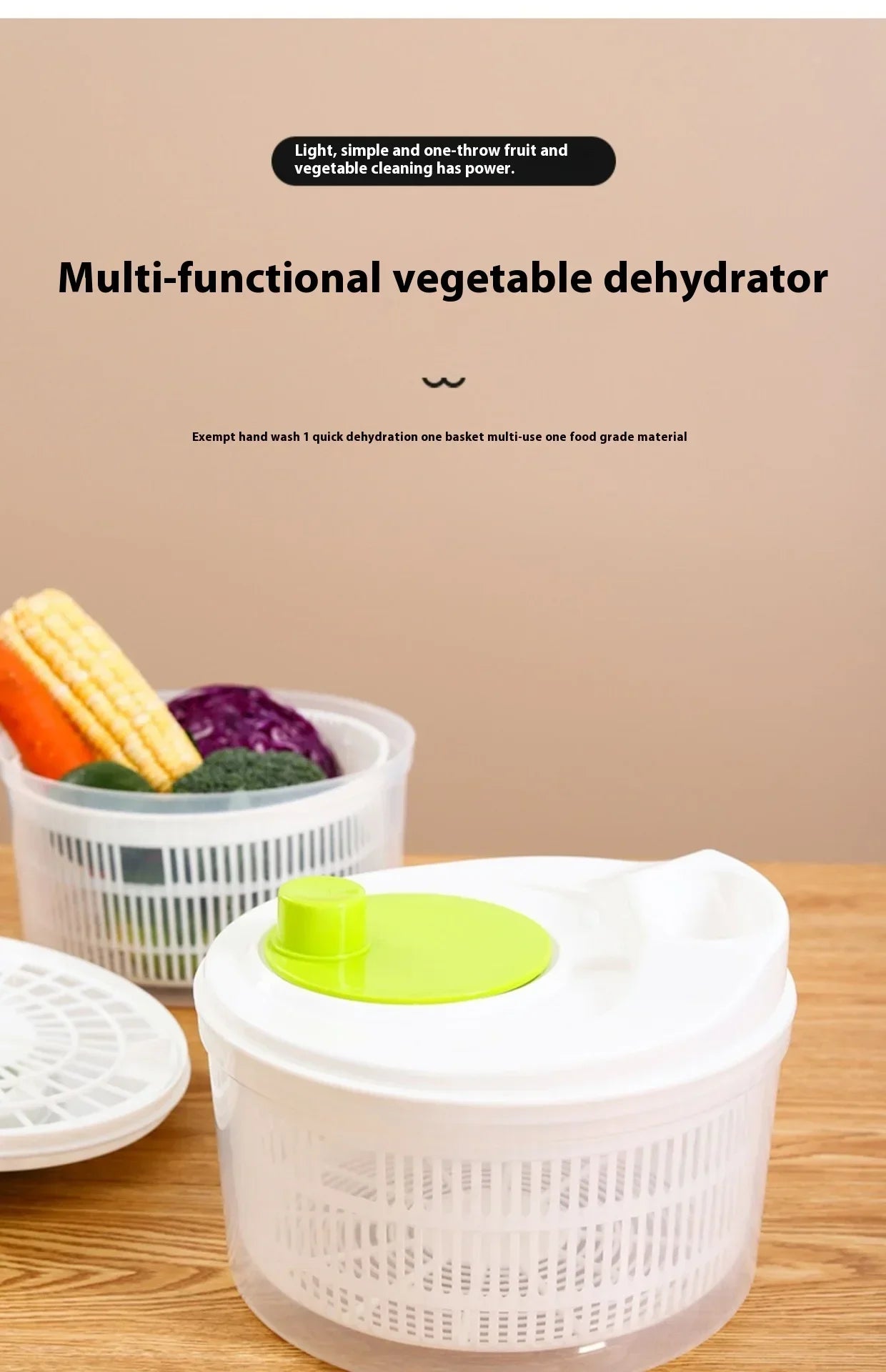 Lettuce Drain Basket  Multifunctional Household Manual Vegetable Dehydrator - Salad Spinner with Fruit,  Home Kitchen Gadgets