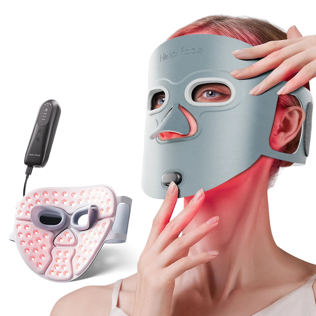 Hello Face M500S Black Wireless Face Black Mask Light Therapy 850nm Infrared & 660 nm Red Light Masks