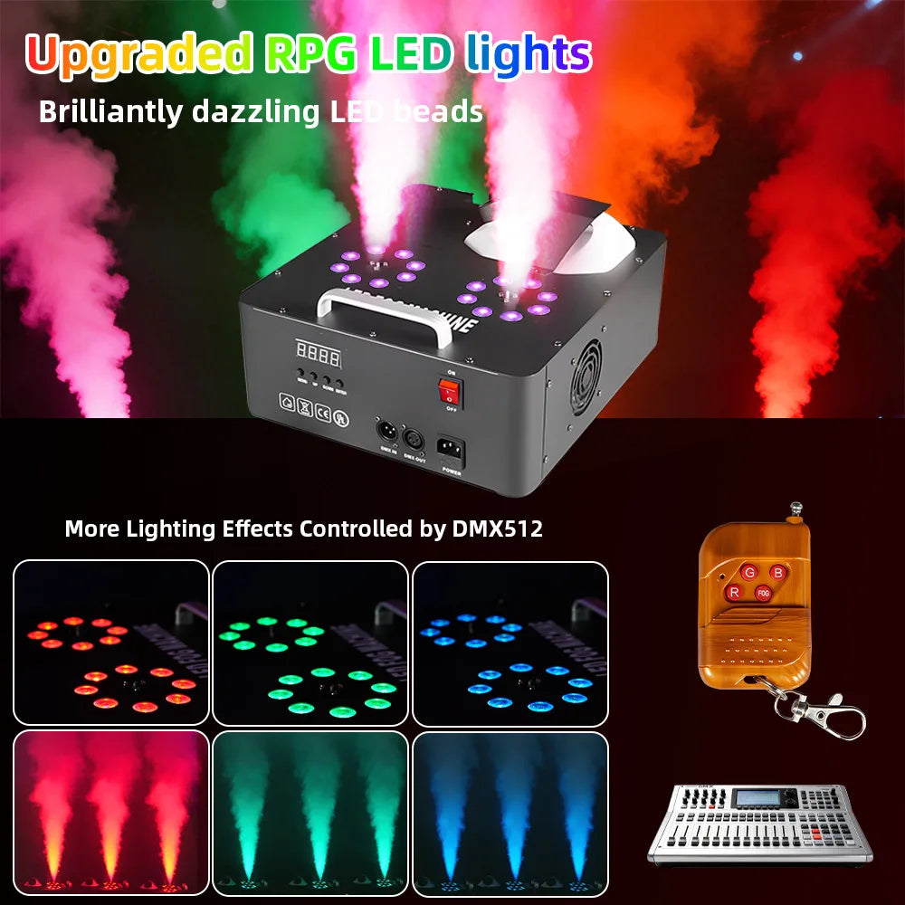 2000W Smoke Machine Stage Fog DMX512 RGB Light DJ Wedding Event Spray
