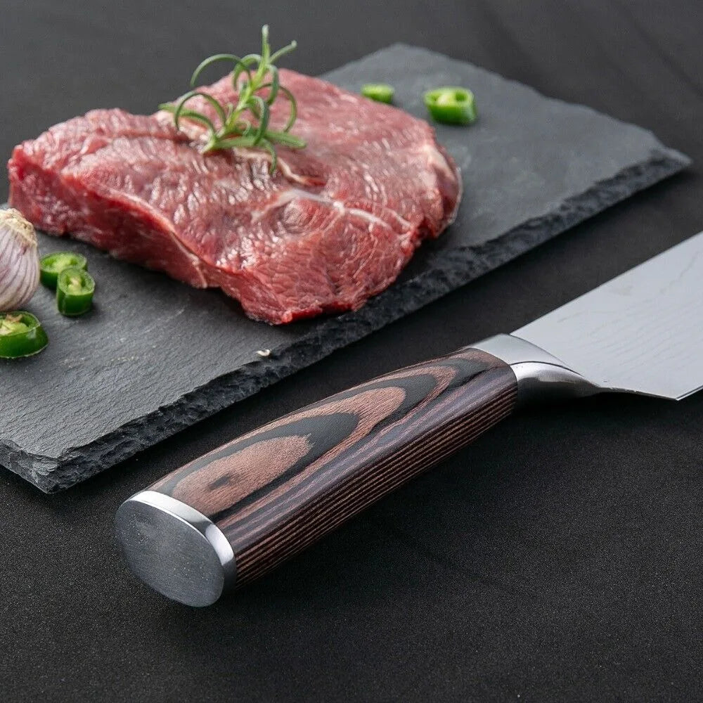 8 Inch Professional Japanese Kiritsuke Knife German High Carbon Stainless Steel Ultra Sharp Meat Fish Sushi Kitchen Chef's Knife