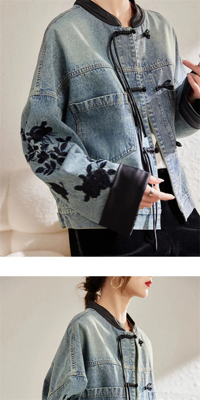 Denim Jacket For Women in Spring and Autumn 2024 New Embroidered Chinese Style Fashion Versatile Denim Clothing High-end women's