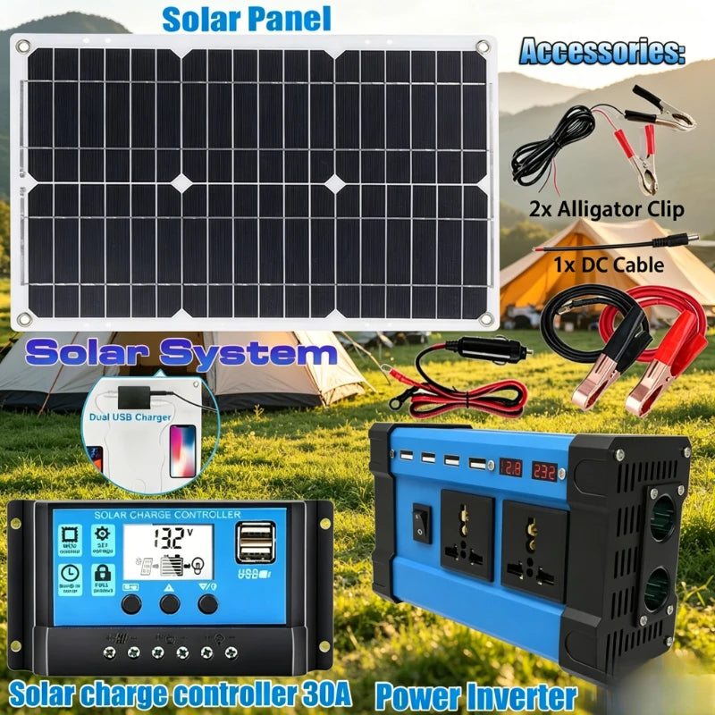 6000W Solar Generator 600W Panel 100A Controller & Dual Voltage Inverter (110V/220V) for Home & RV & Camping