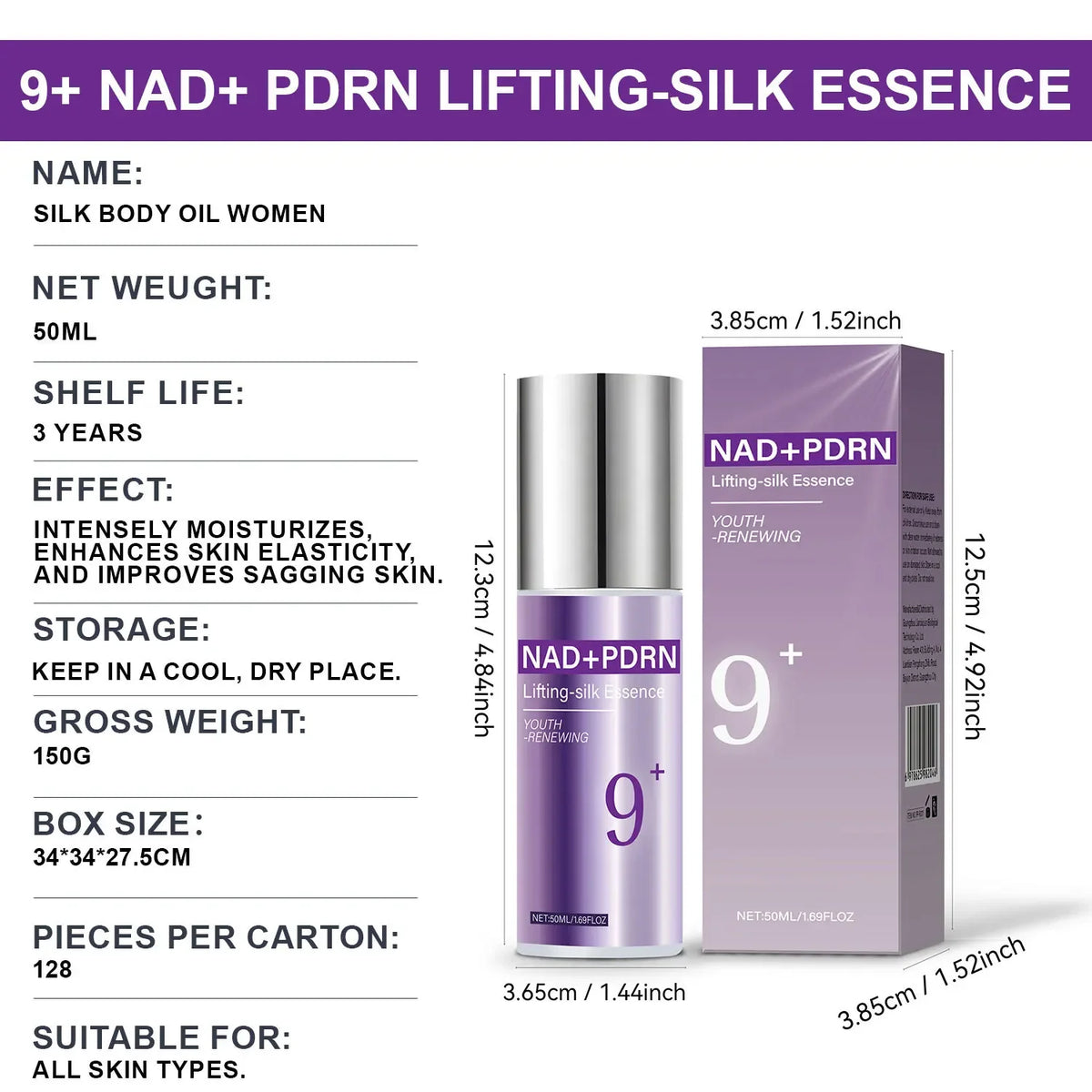 9+ NAD+ PDRN Lifting-sil Essence for Women Firming Fade Fine Lines NAD+ Serum Toner for Brightening Skin 50ML Skin Care Products