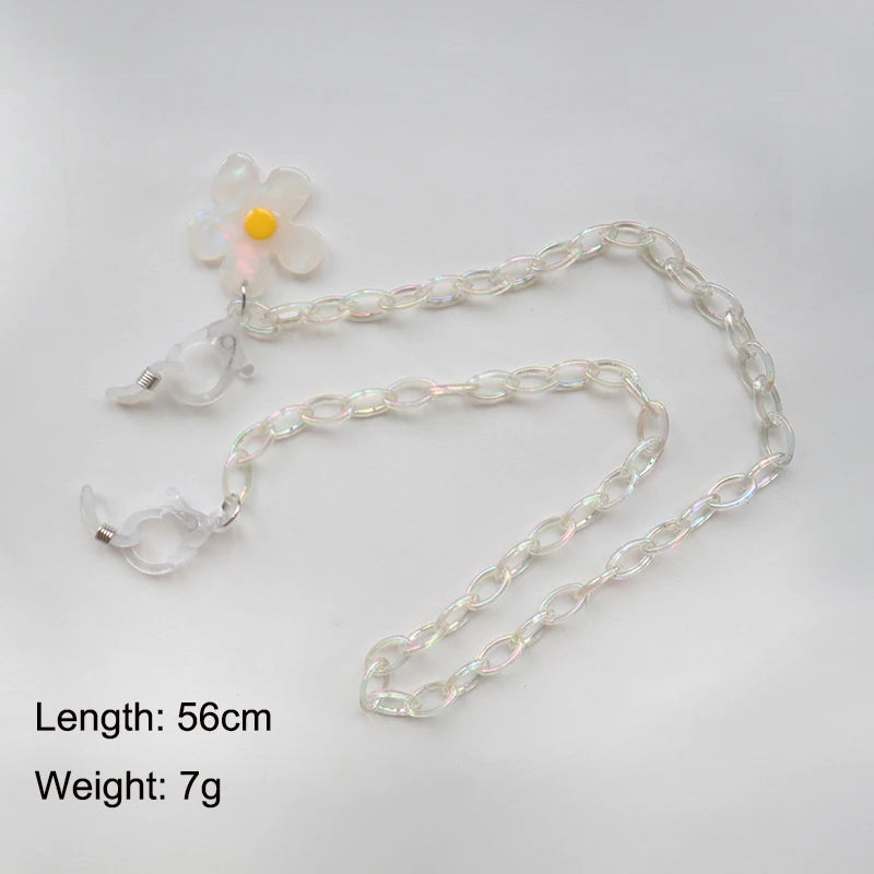 Fashion Glasses Chain For Women Mask Lanyard Holder Transparent Heart Flower Charms Sunglasses Chain Neck Strap Jewelry Gift