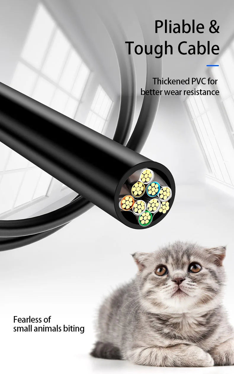 Cat 8 Ethernet Round Cable LAN Network Cat8 Rj45 Speed Network Cable 40Gbps Flat Cable 2000Mhz 26AWG For Router Pc Ps4 Tv Laptop