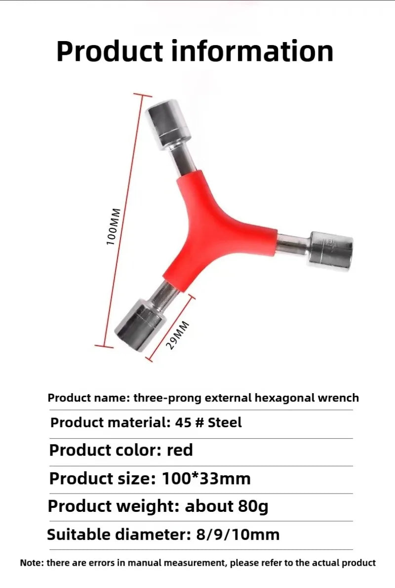 1PCS Y Shape Socket Wrench Bike Allen Wrench Internal Hexagon Wrenches 8/9/10mm 8/10/12mm MTB Road Bicycle Cycling Hex Key Tools
