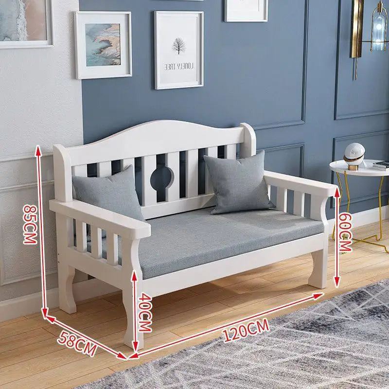 Solid wood sofa new Chinese combination wooden sofa rental room backrest bench economical living room small apartment sofa