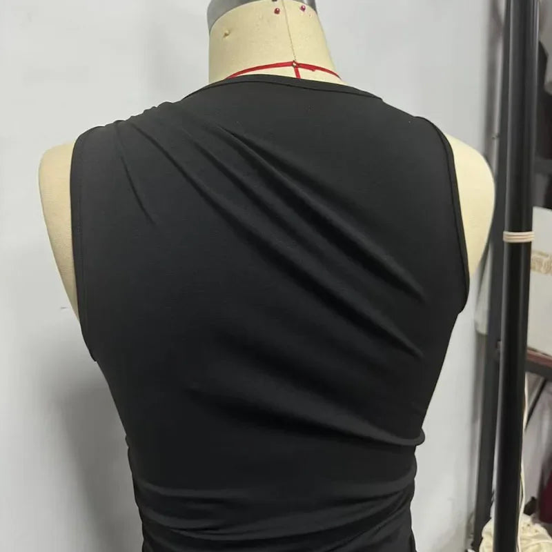 Sexy Slim Fit Black Mini Dress Women Summer Elegant Sleeveless Y2K Basic Bodycon Dresses Fashion Club Party Evening Short Dress