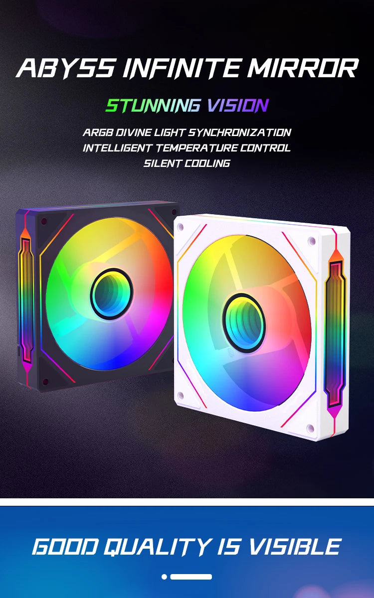 PRISM IV PRO Case Cooling Fan 120mm 5V 3 PIN ARGB, 12V 4 PIN PWM, for CPU & Case,Infinity Mirror Series,1650 RPM, 65 CFM